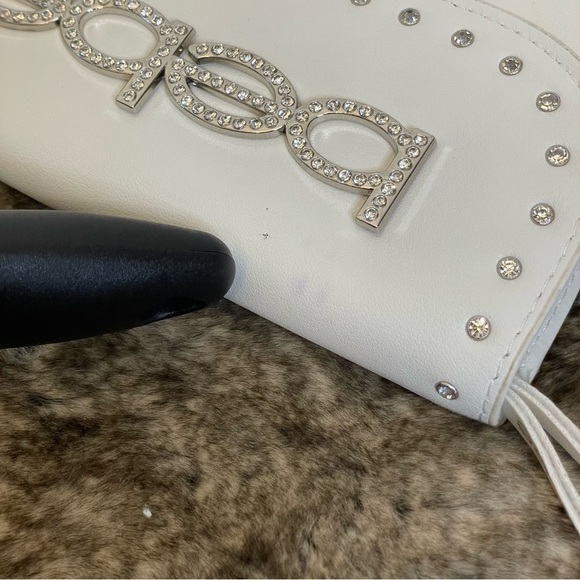 Y2K Bebe White Rhinestone belt bag fanny bag - Picture 13 of 13